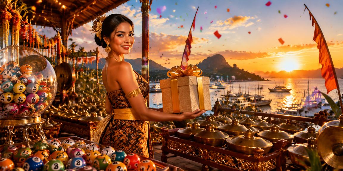 Model kasino Vietnam berpose di depan layar undian lotere
